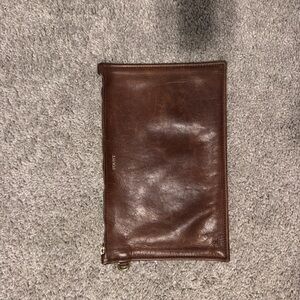 Fount Rich Brown Leather Wristlet